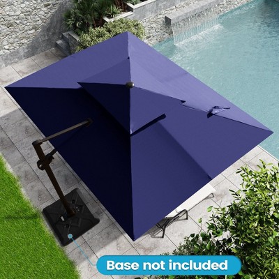 Crestlive Products 9'X11' Double Top Patio Cantilever Umbrella UV30+ Outdoor 360° Rotation 6 Heights Adjustable Offset Umbrella