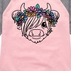 Girls' - Instant Message - Highland Cow Flower Crown Shirt Tail Raglan Graphic T-shirt - 2 of 4