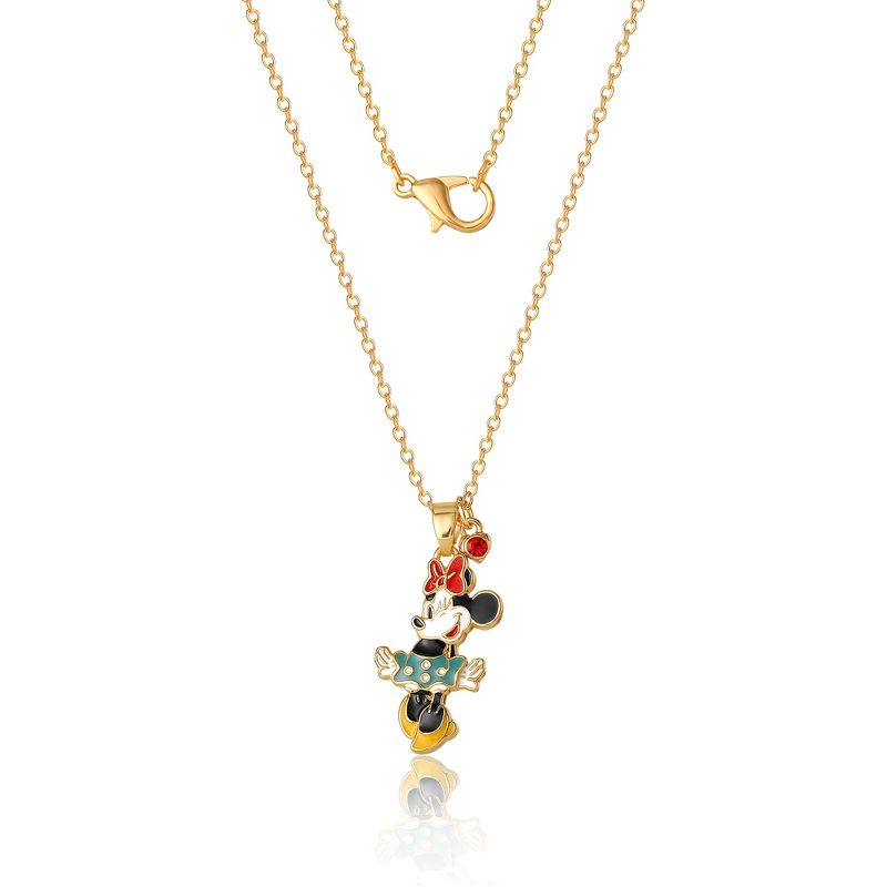 Disney Minnie Mouse Brass Flash Yellow Gold Plated & Red Crystal Pendant, 2 of 3