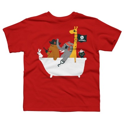Boy's Design By Humans The pirate ship By radiomode T-Shirt