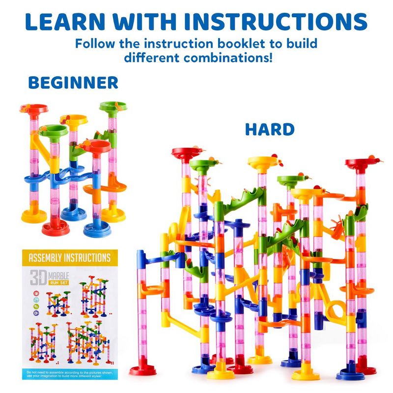 Syncfun 196 Pcs Marble Run, Construction Marble Maze Game, STEM Educational Toy, Building Block Toy, Christmas Gift for Kids Toddler Aged 3 4 5 6 7 8, 4 of 7