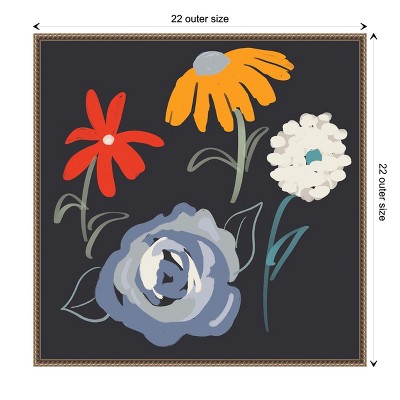 Flowers at Night Abstract Canvas Print with Bronze Frame