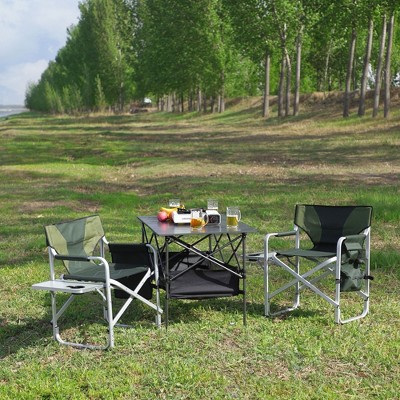 Set of 3, Folding Outdoor Table and Chair Set for Indoor, Outdoor Camping, Picnics, Beach,Backyard, BBQ, Party, Patio