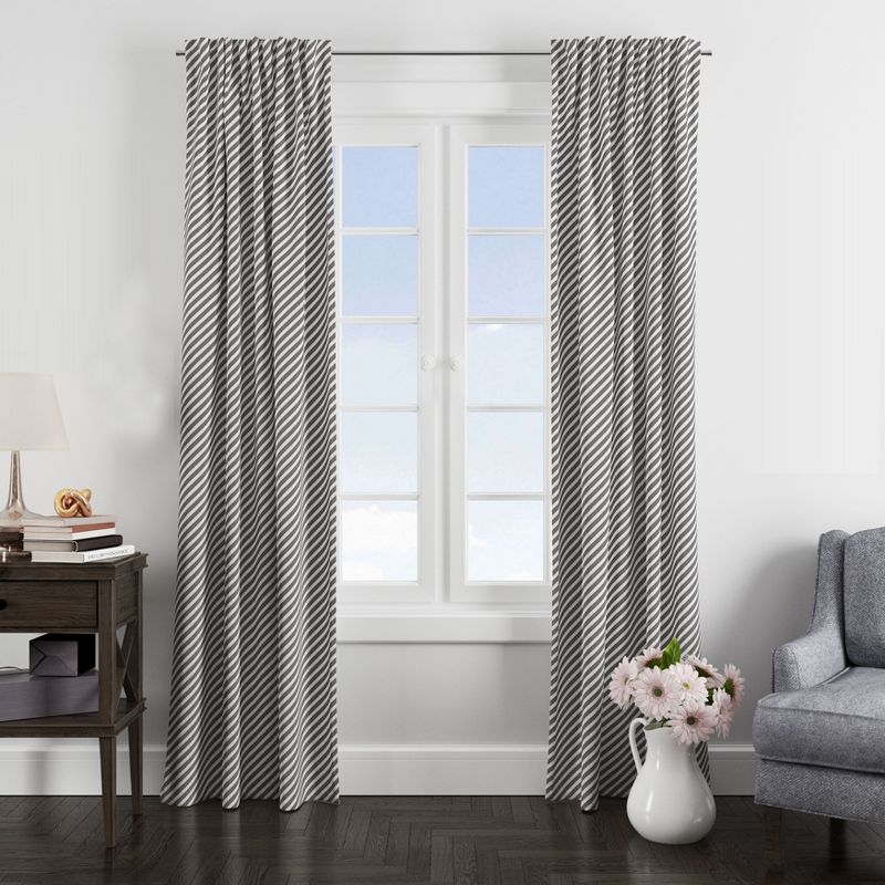 Bacati - Love Grey Warp Stripes Cotton Printed Single Window Curtain Panel, 4 of 6