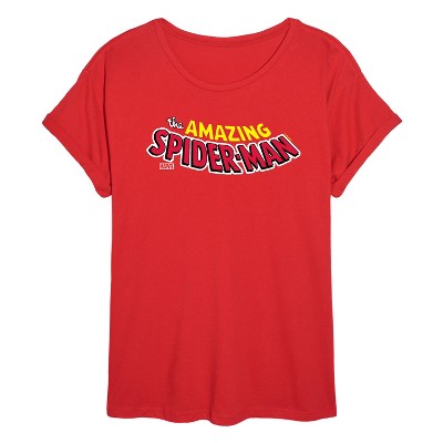 Women's - Marvel - Spider-man Editorial Logo Oversized Graphic T-Shirt