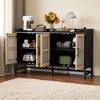 Sideboard Buffet Cabinet with Rattan Doors, 4-Door Storage Cabinet with Adjustable Shelves, Solid Wood Legs for Dining Room, Kitchen, Living Room - 2 of 4