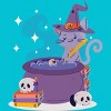 Men's Design By Humans Halloween Kitty Cauldron By machmigo T-Shirt - 2 of 2