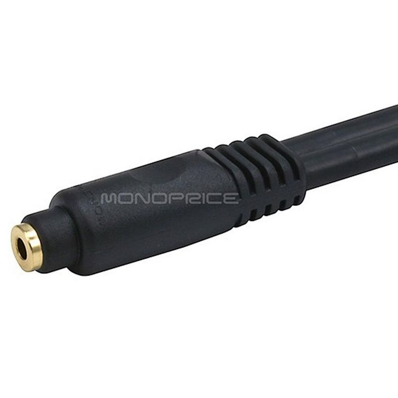 Monoprice Audio Cable - 0.5 Feet - Black | Premium 3.5mm Stereo Female to 2 RCA Male 22AWG, Gold Plated, 3 of 4