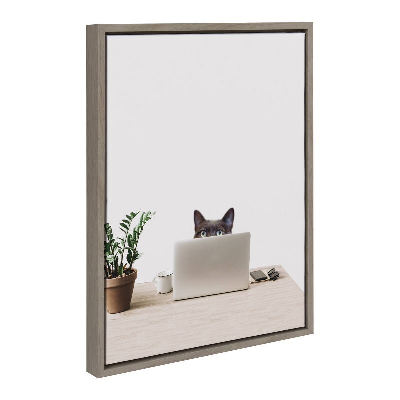 18&#34; x 24&#34; Sylvie Creative Cat by The Creative Bunch Studio Framed Wall Canvas Gray - Kate &#38; Laurel All Things Decor, 3 of 8