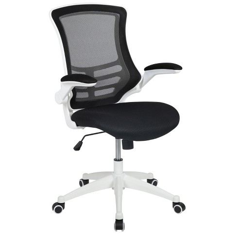 Flash Furniture Mid-Back Black Mesh Swivel Task Chair with Flexible Dual Lumbar Support and Arms 