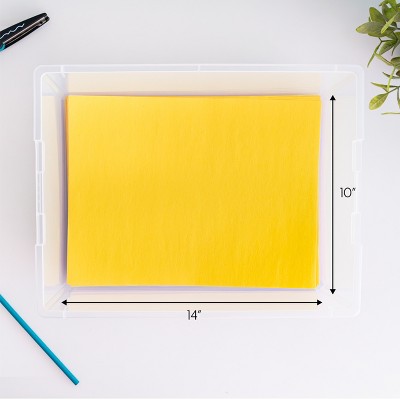 Clear Stackable Plastic Storage Bins with Blue Buckles, 12 Quart, 4 Pack