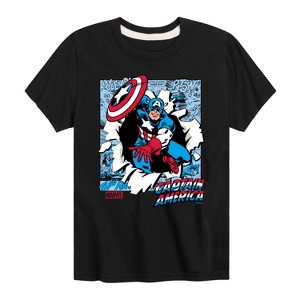 Boys' - Marvel - Captain America Panels Short Sleeve Graphic T-Shirt - 1 of 4