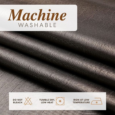 Brown Faux Silk Sheer Grommet Curtain Panel