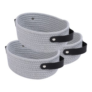 REGALWOVEN Odorless Cotton Rope Handcrafted Compact Multiple Use Open Storage Bins 3 Pcs - 1 of 4