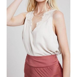 Women's Satin Lace Trimmed Top - WISHLIST - 1 of 2