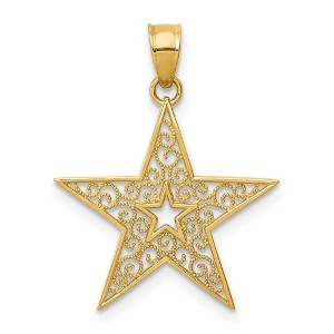 Black Bow Jewelry 14k Yellow Gold 18mm Filigree Star Pendant - 1 of 4