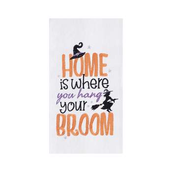 C&F Home Home is Where You Hang Your Broom Cotton Embroidered Halloween Flour Sack Kitchen Dishtowel