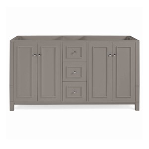 Alaterre Furniture Williamsburg 60 in. Double Sink Bathroom Vanity - Freestanding Cabinet Without Top, Gray - 1 of 4