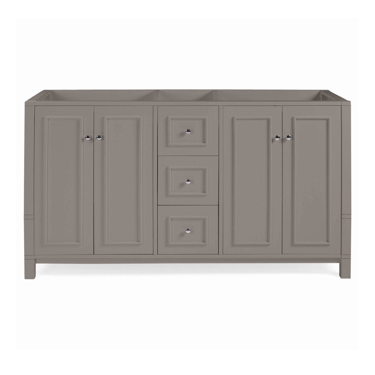 Alaterre Furniture Williamsburg 60 in. Double Sink Bathroom Vanity - Freestanding Cabinet Without Top, Gray