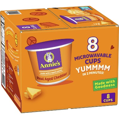 Annie's Real Aged Cheddar Macaroni & Cheese Microwavable Cups - 16.08oz/8pk  : Target