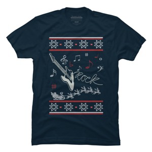 Men's Design By Humans Rock Christmas By sophialada T-Shirt - 1 of 4