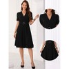 INSPIRE CHIC Women's Elegant V Neck Short Sleeve Dressy Wrap Ruched Business A-Line Midi Dress - 2 of 4