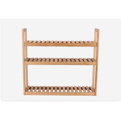 Bamodi Brown Bamboo 3-Tier Multi-Shelves Bathroom Rack