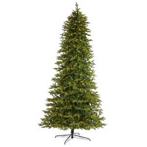 10ft. Fir Look Artificial Christmas Tree with 1050 Clear LED Lights – Towering Elegant Holiday X-Mas Glow - 1 of 4