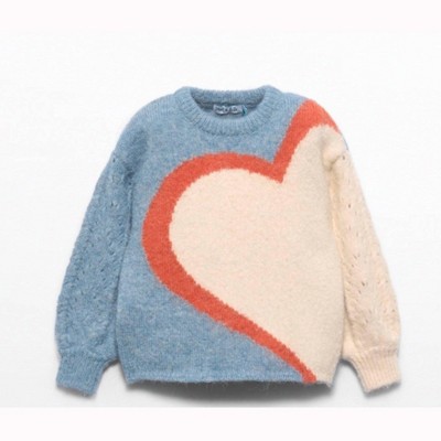 Girl Jaquard Heart Sweater - Abel & Lula