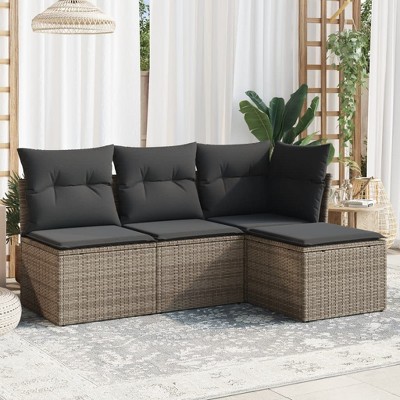 vidaXL Garden Sofa Set  PE Rattan, Powder-coated Steel