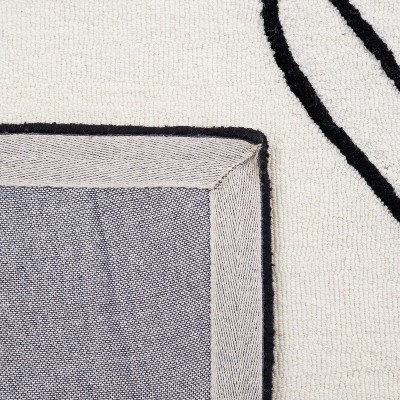 Ivory and Black Hand-Tufted Wool Area Rug, 8' x 10'