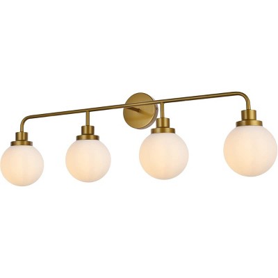 Hanson 4-Light Brass and Frosted Glass Bath Sconce