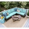 Leisure Made Augusta 5pc Wicker Sectional in Spa Blue Fabric - 2 of 4