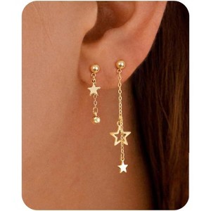 Dangle Earrings for Women- 14K Gold Plated Butterfly Heart Star Hoop Chain Tassel Design Long Dangle Earrings - 1 of 4