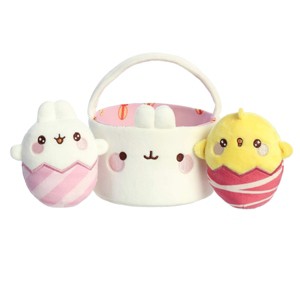 Aurora Small Easter Basket Molang Playful Stuffed Animal White 6" - 1 of 4