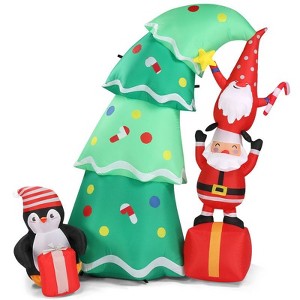 Karl Home 6 FT Christmas Tree with Elf and Santa Claus Lighted Christmas Inflatable Decoration - 1 of 4