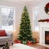 LuxenHome 7Ft Pre-Lit Green Slim Artificial Christmas Tree with 8 Light Functions - 2 of 4