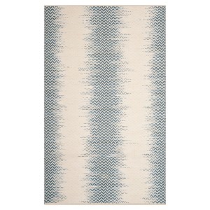Blue/Ivory Abstract Hooked Area Rug - (4