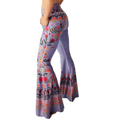 The Yoga Democracy High Waist Bell-Bottom 2.0 Leggings, Flare Leggings with Sweat-Wicking and UPF Protection, Convenient Pockets (Jet Black)