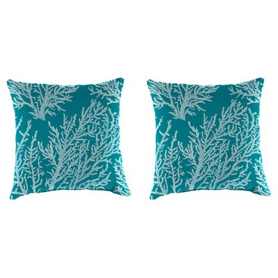 Outdoor Set Of 2 Accessory Toss Pillows In Seacoral Turquoise - Jordan Manufacturing