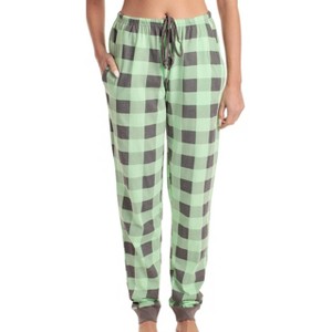 Just Love Womens Buffalo Plaid Knit Jersey Pajama Pants - Buffalo Check Jogger PJ Bottom - 1 of 3