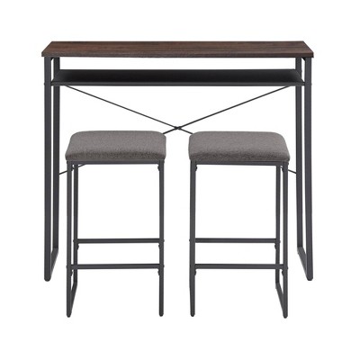 3pc Pierto Metal and Wood Counter Height Dining Set Black - Inspire Q