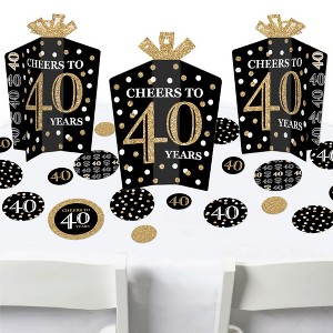 Big Dot of Happiness Adult 40th Birthday - Gold - Birthday Party Decor and Confetti - Terrific Table Centerpiece Kit - Set of 30 - 1 of 4