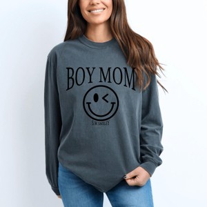 Simply Sage Market S.W.Smiley Boy Mom Outline Garment Dyed Long Sleeve - 1 of 4