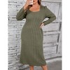 KOJOOIN Women Plus Size Sweater Dress Plus Size Dresses Sweetheart Collar Long Sleeve Casual Fall Winter Tunic Knit Dress - 4 of 4