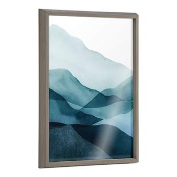 18" x 24" Blake Blue Mountain Range Framed Printed Glass by Amy Lighthall Gray - Kate & Laurel All Things Decor
