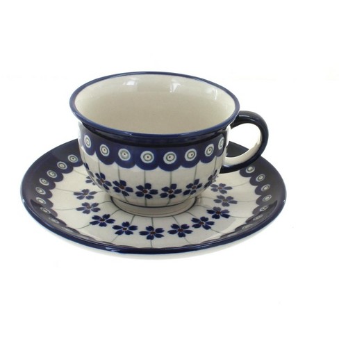 Blue Rose Polish Pottery  Flowering Peacock Large Mixing Bowl