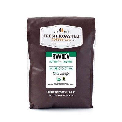 Fresh Roasted Coffee, Organic Rwandan Coffee, Light Roast Ground Coffee - 5lb