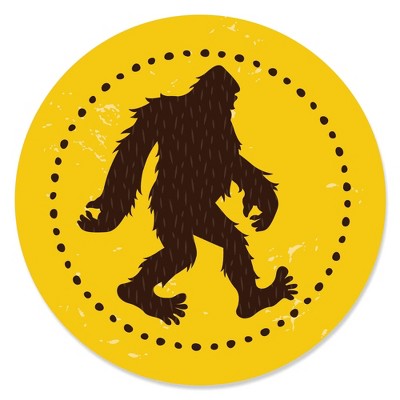 Big Dot of Happiness Sasquatch Crossing - Bigfoot Party or Birthday Party Circle Sticker Labels - 24 Count