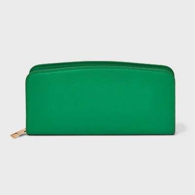 Green rectangular crocodile print coin purse